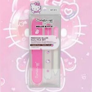 🆕 Hello Kitty The Crème Shop Premium Glass Nail File Set Pink Strawberry BNIB